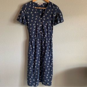 Amour Vert XS Blue Silk Cherry Midi Dress